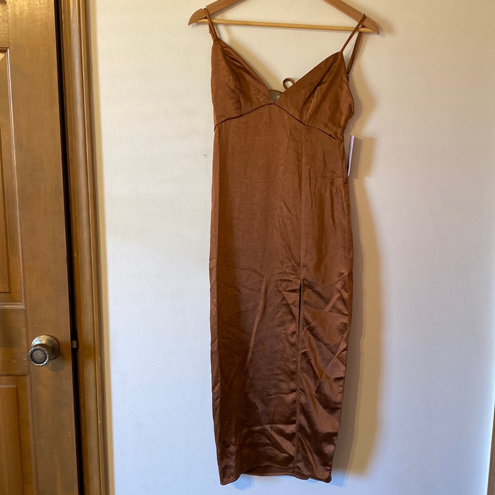 Long Brown silk dress